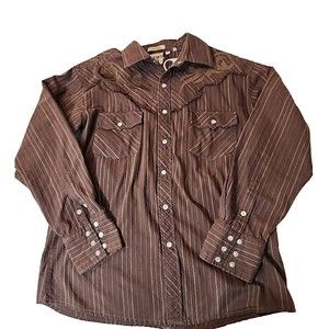 VINTAGE FRANKY MAX Pearl Snaps CLUB SHIRT ROCKABILLY VELOUR EMBOSSED MENS Large